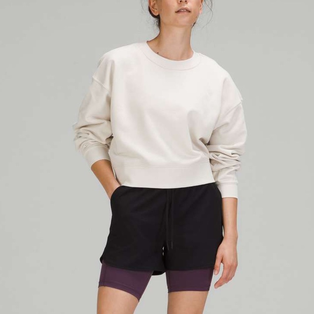Lululemon Softstreme Perfectly Oversized Cropped Crew white Opal size 4 women’s